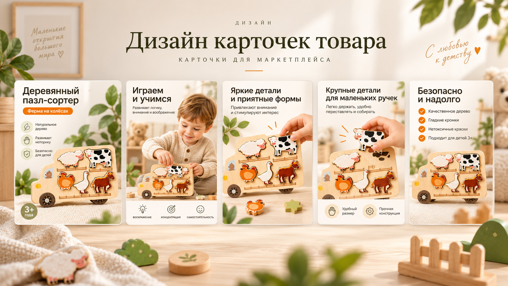 Дизайн карточек товара для маркетплейса детские товары пример